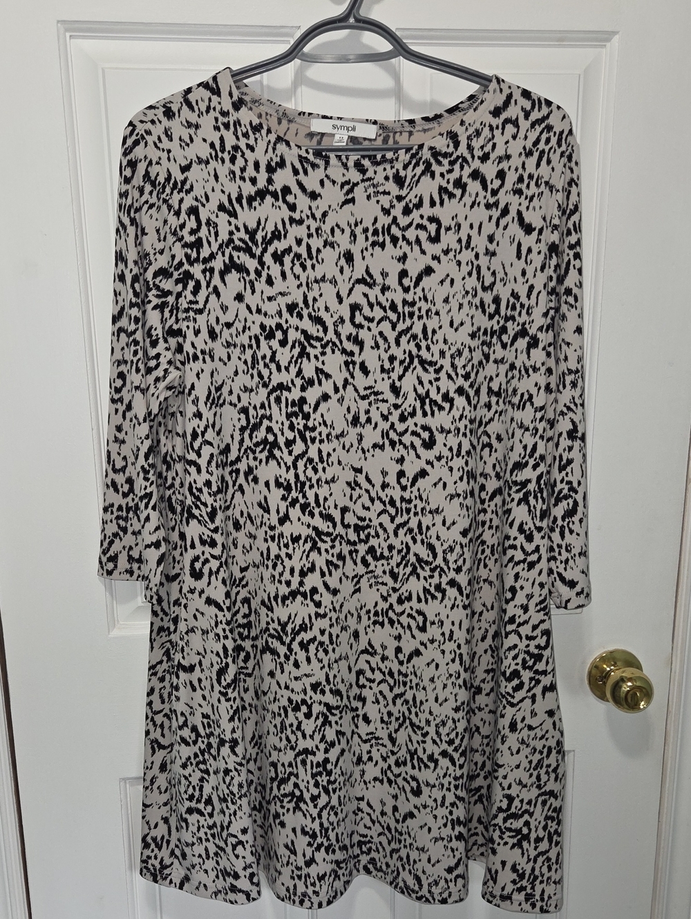 Sympli Black and Cream Animal Print Tunic